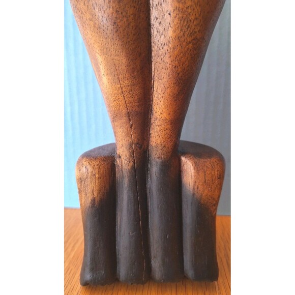 Vtg MCM Carved Wood Cat Figure Statue Sculpture Figurine 15" Made In Thailand - Picture 7 of 10